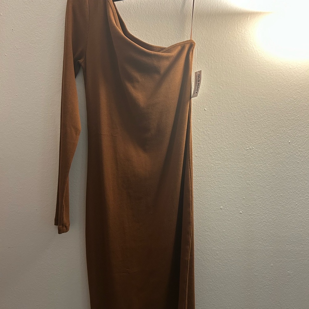 Old Navy Brown One-Shoulder Dress